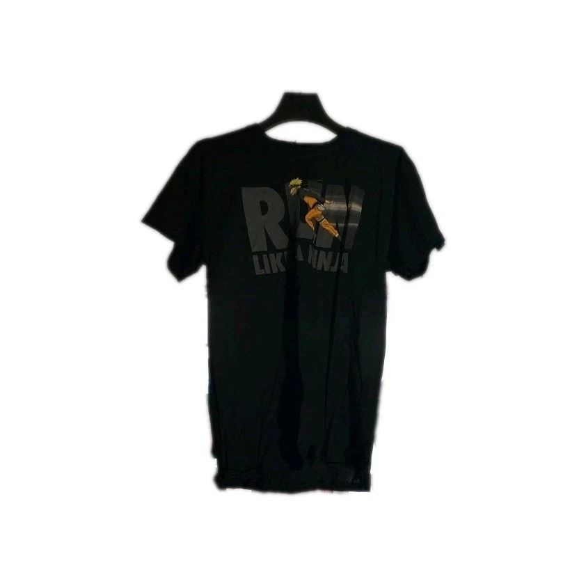 Naruto Run Like A Ninja T-shirt Adult Size M Black Graphic Print Nwt - #305
