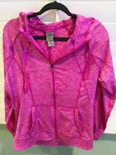 Champion Duo Dry Women s Heathered Pink Full Zip Hoodie w/ Pockets Size M