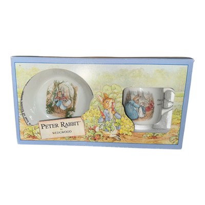Peter Rabbit By Edgewood 2 Piece Set Double Handle Mug Bowl NIB England