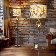 Vintage Deer Antlers Floor Lamps for Living Room with Night Light, Rustic New
