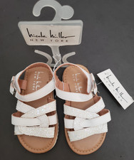 Nicole Miller Toddler Girls Strappy Glitter Sandals White Sizes 6,7,8,9 NWT