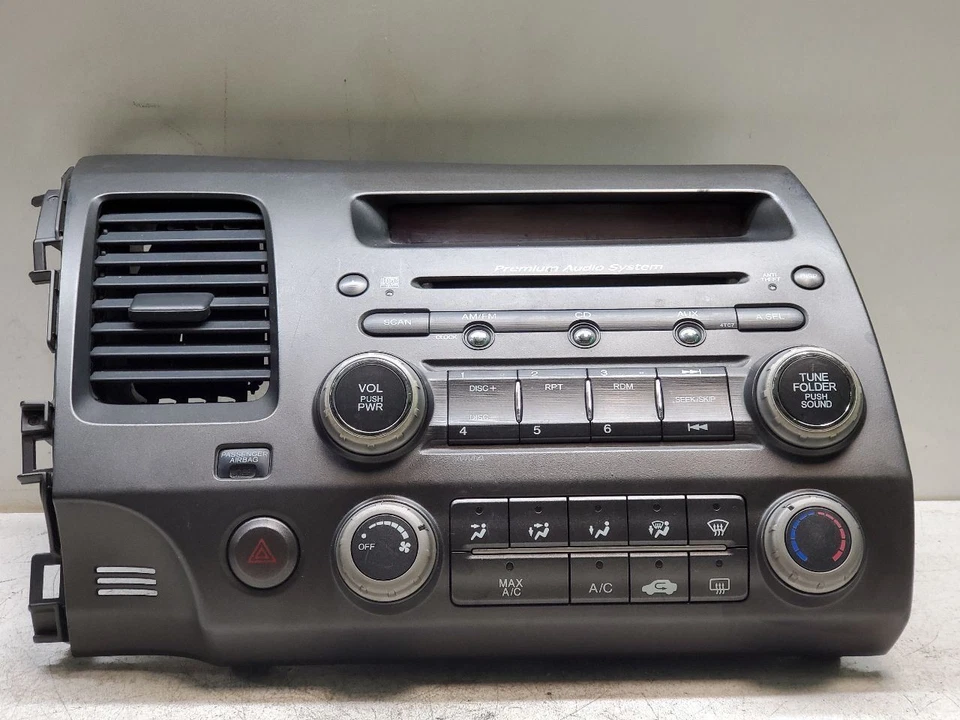 Conjunto de radio Civic 2008, control de temperatura, bisel de tablero con ventilación de aire gris oscuro OEM Foto 2 de 4