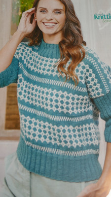 Strickanleitung aus Frankreich Damen Pullover in 2 Farben D.K - Größen 32-54 Zoll
