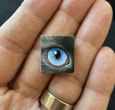 Siamese Cat Eye Art Miniature Oil Painting Original Scrabble Tile OOAK