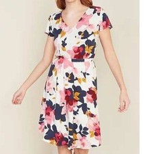 Old Navy Dress Sz XL Floral V-Neck Flutter Sleeve Waist-Defined Summer Boho