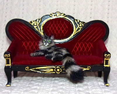 Mainecoon cat Realistic MADE TO ORDER OOAK 1:12 Miniature Dollhouse handmade IGM