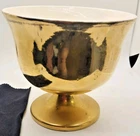 Haeger Vintage pottery USA Vase Bowl Flower Pot Shiny Gold Pedestal Mid-Century