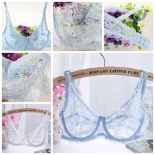 Ladies Embroidery Lace Bras Black White Blue Purple Beige Pink Sky Blue Flesh BC