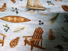 Fishing Print Fabric by the Yard