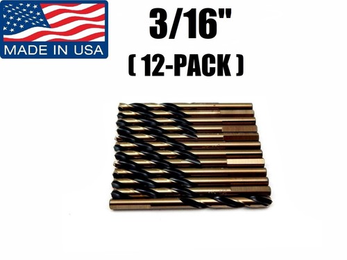 (12-PACK) 3/16" 87000 Norseman  Viking USA Drill Bit Super Prem Mechanic Length - Picture 1 of 3