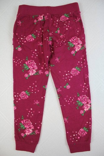 NEW Girls Jogger Pants Size 4 Maroon Floral Pants School Clothes Casual Pockets - Picture 3 of 4
