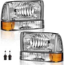 WEELMOTO Headlights For 1999-2004 Ford F250 F350 F450 Super Duty 00-04 Excursion