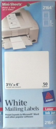 48 Avery 2164 MINI-SHEETS MAILING LABELS 3-1/3 X 4 - USE WINE BOTTLES CANNING !