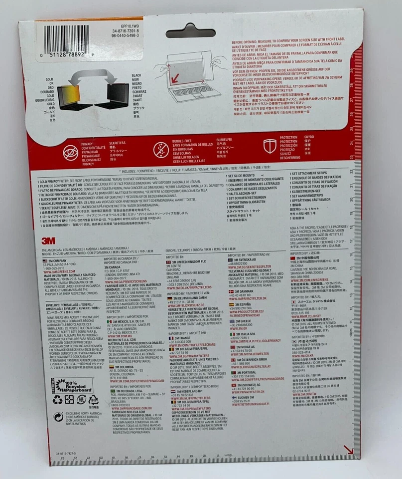 Hard To Find 3M Gold/Black Privacy Security Filter 10.1" Widescreen (GPF10.1-W9) - Image 2 of 3