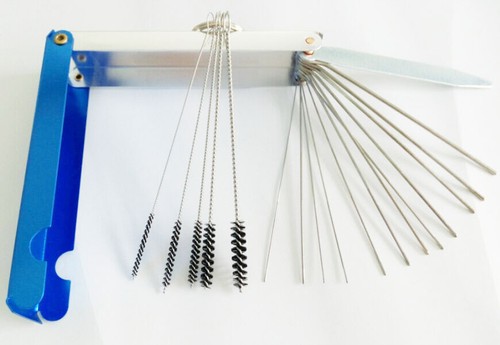 Carburetor Cleaning Kit Carb Dirt Jet Cleaner Tools 13 Needle 5 Wires Brush Tool - Foto 11 di 16