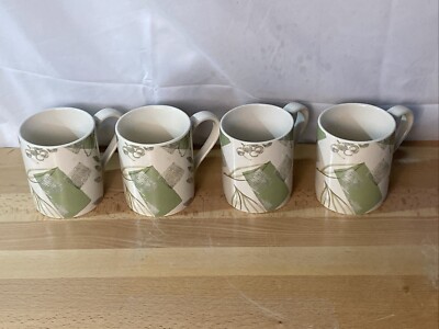 4 Corelle Coordinates Textured Leaves Stoneware Coffee Mugs Cups