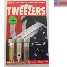 3 Pack Uncle Bill's Precision Tweezers in a Recloseable Tube