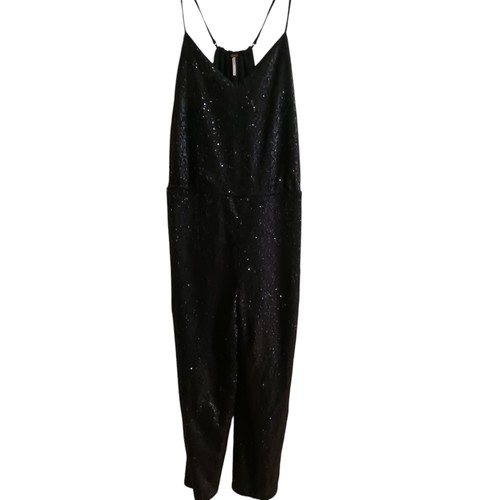 Free People Black All over Sparkly Sequin jumpsuit Romper size xs - Picture 4 of 13