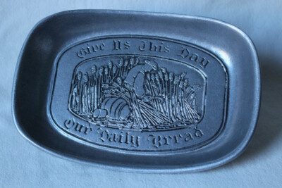 Vintage Wilton Columbia Pewter Bread Tray EXCELLENT condition Give Us This Day
