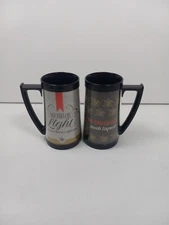 2 Vtg Michelob BEER West Bend Thermo Serv Insulated Plastic Beer Mug Black