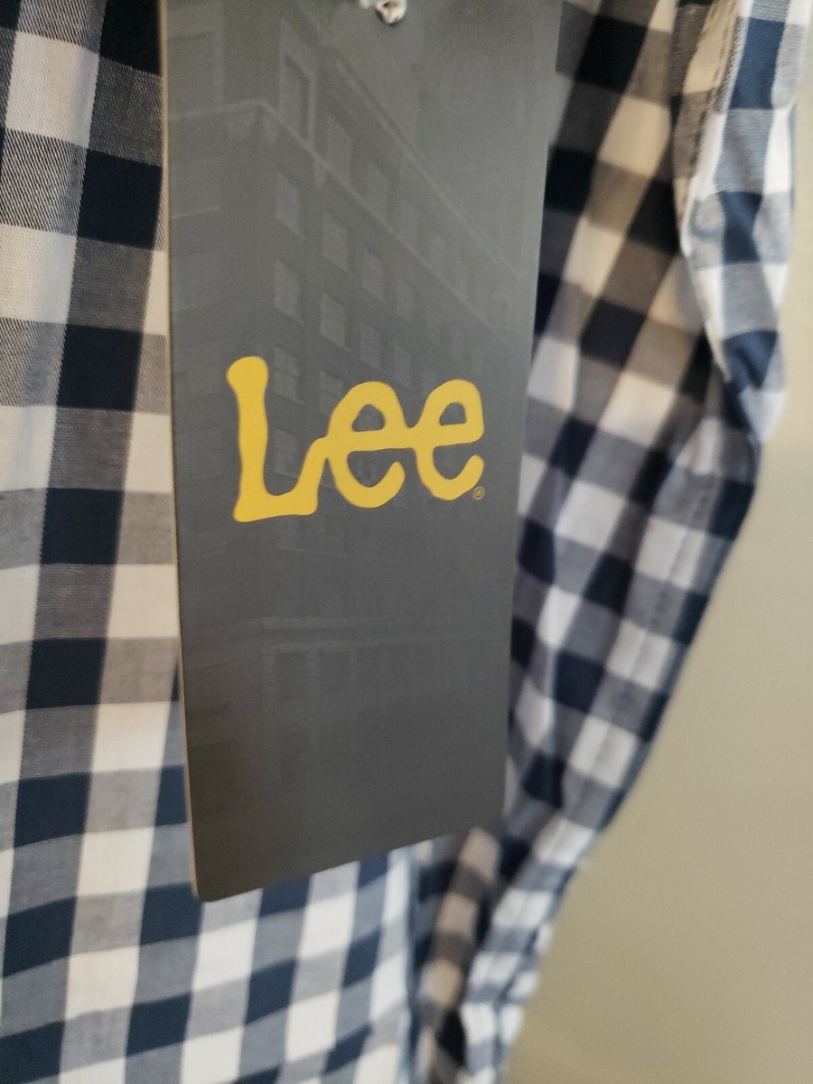 NEW LEE NAVY BLUE CHECK ACTIVE COMFORT SHIRT NEW WITH TAGS