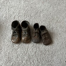 Vintage Bronze Dipped Baby Shoes 2 Pairs