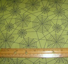 1 yd MODA Hey Boo BLACK SPIDER WEBS on WITCHY GREEN 100 Cotton Fabric HALLOWEEN