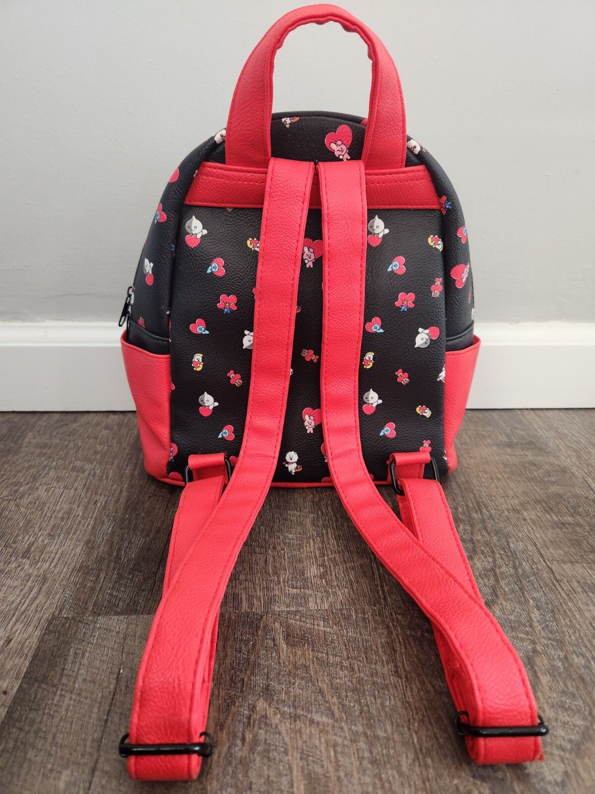 BT21 Character Hearts Mini Backpack Hot Topic Black Red Y2k
