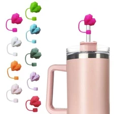 Silicone Straw Covers 3D Love Heart Straw Cap for 10mm Caliber Straws Dust D2P3