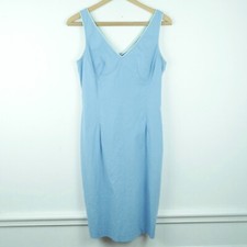 Express 5 6 Dress Vintage 90s Sheath Pastel Blue Preppy Country Club Officecore