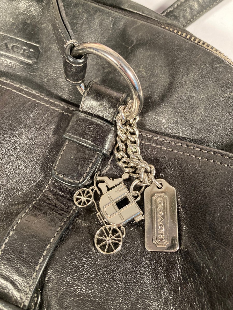 RARE! Large Coach Black Leather Satchel Bag with Charms RARE! Large Coach Black Leather Satchel Bag with Charms