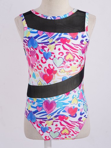 Girls Bodysuit Printed Leotards Jumpsuit for Ballet Dance Gymnastics Ice Skating - Picture 26 of 40