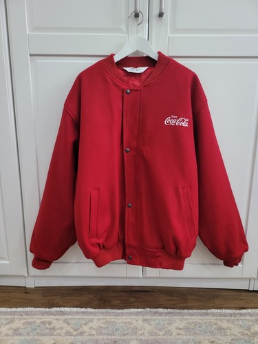 Vintage 80s Coca Cola Jacket Bomber Letterman XL Wool RARE DSL Made In England