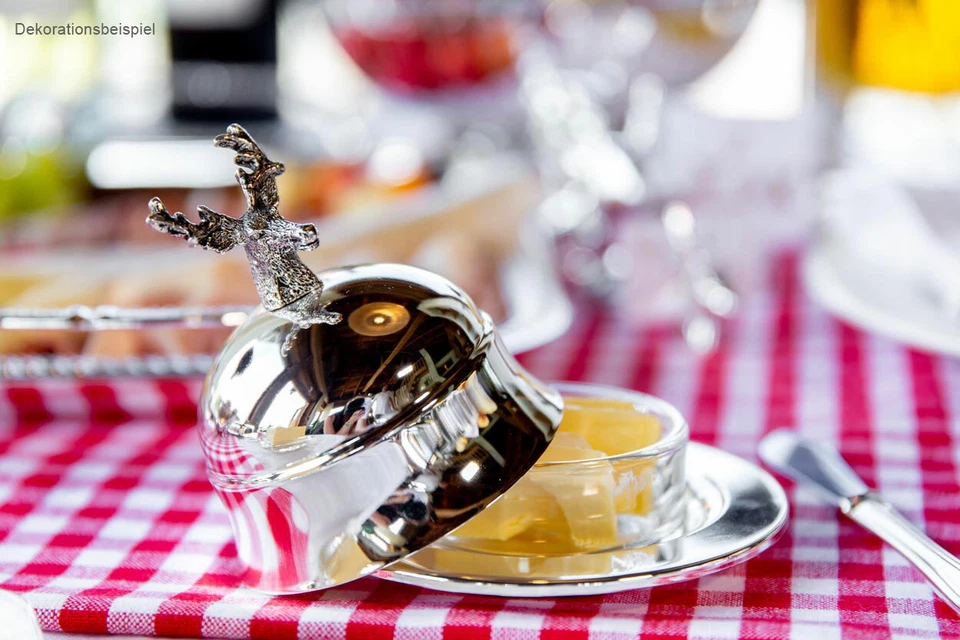 Butterdose Metallo Burriera Rotondo Argentato Hirsch Scatole di Scorta Deposito - Immagine 4 di 4