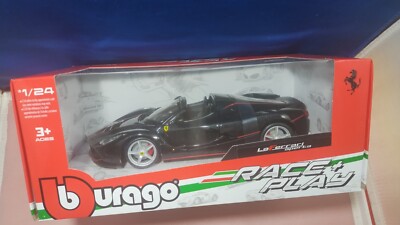 RACE & PLAY La FERRARI APERTA BLACK DIECAST 1:24 SCALE AGES 3 & UP BURAGO NEW