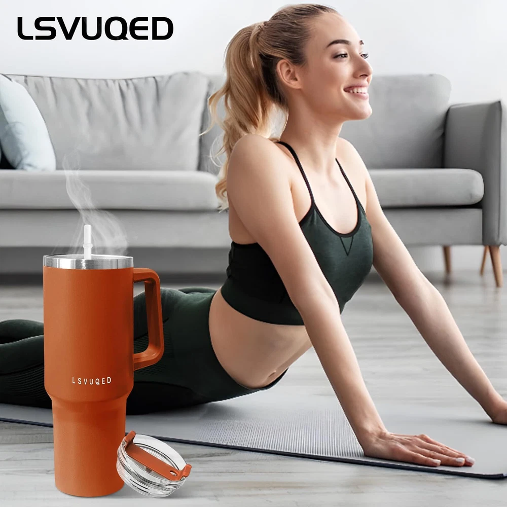 Tumbler Cups, 40 oz Tumbler with Handle and Straw Lid Reusable Stainless Stee...