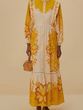 NWT AUTH FARM RIO Off-White Aura Floral Maxi  Dress Small New!