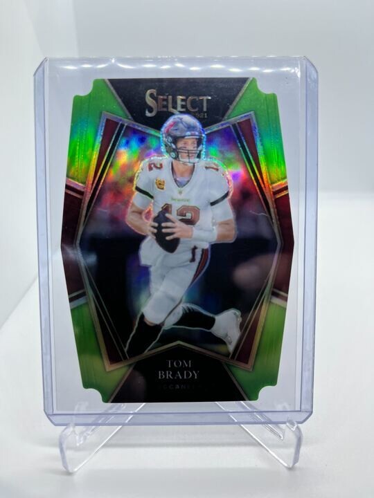 TOM BRADY DIE-CUT PARALLEL CARD 2021 SELECT PREMIER LEVEL NEON GREEN PRIZM /349