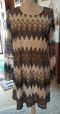Tacera Dress Size XL Long Sleeve Multicolor See Thru but Lined