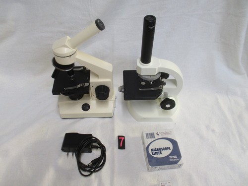 Microscopio de estudiante K-12 blanco vintage 4X 10X 40X y mira telescópica Am con luz - Imagen 5 de 19
