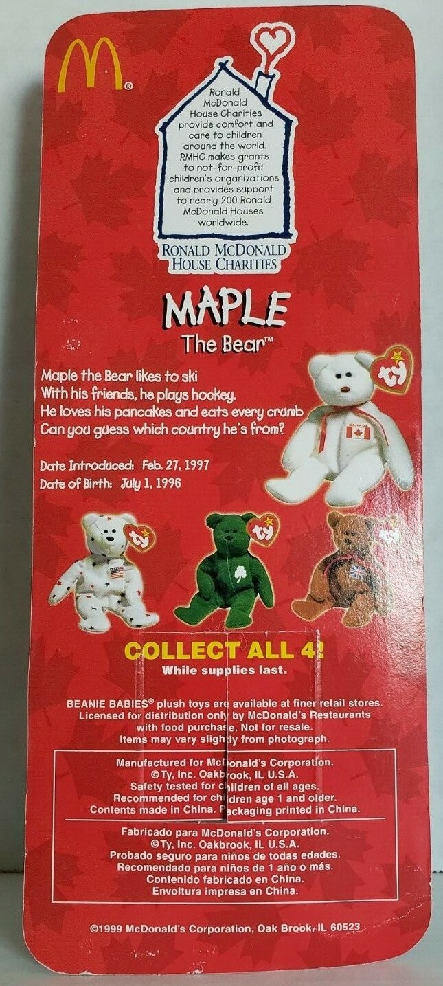 mcdonald's maple the bear beanie baby value