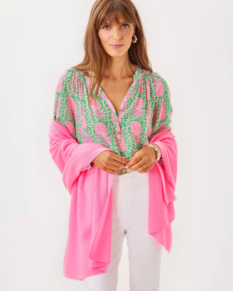 Lilly Pulitzer Elsa Silk Top Fauna Green Party Like A