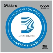 D'Addario .009 Plain Steel String for Acoustic or Electric Single String PL009