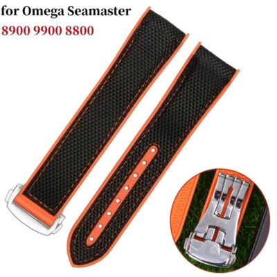 Gummi Silikon Uhrenarmband passend für Omega Seamaster 300 Speedmaster 8900 9...