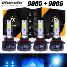 9006 9005 LED Headlight Kit Combo 4 Bulbs 8000K High Low Beam Super Bright Blue