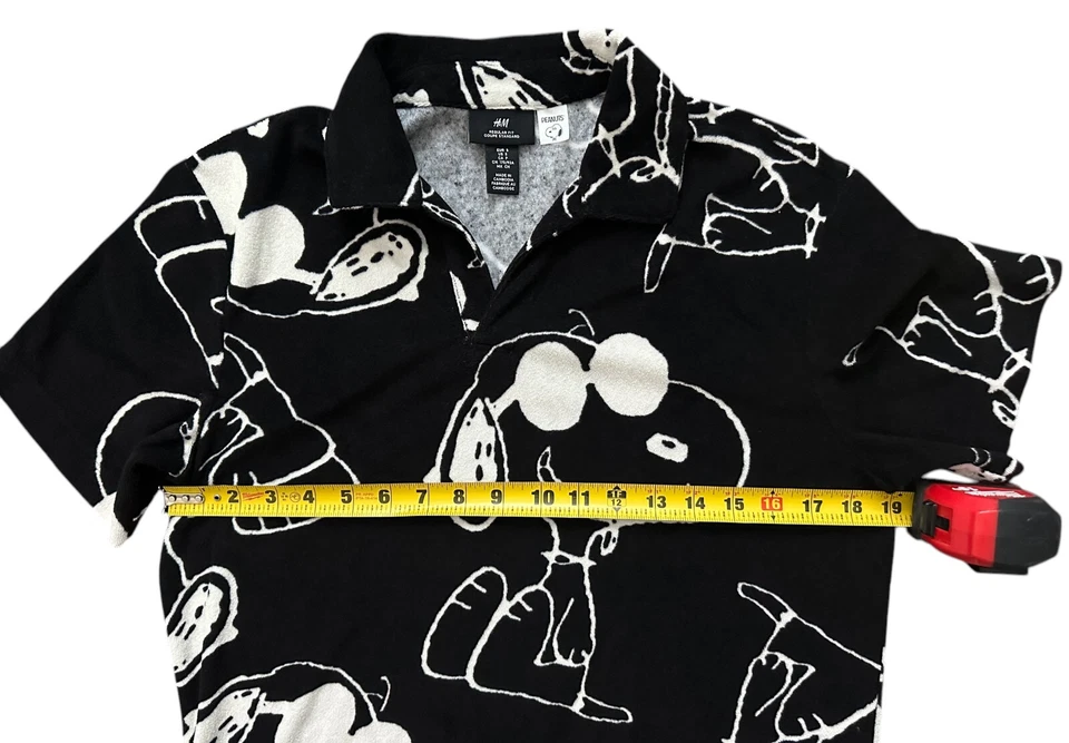H&M Exclusivo Peanuts Snoopy Terry Tela Pullover Para Hombres Negro Polo Talla S Foto 4 de 4