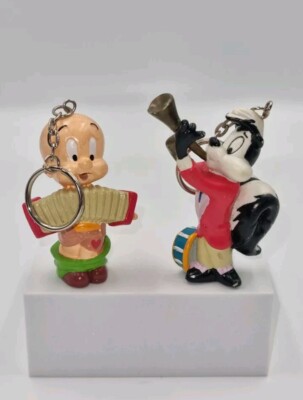 Looney Tunes Vintage Schlüsselanhänger X2 Pepe Le Pew & Elmer Fudd 3'' Sunkisses Schlüsselanhänger