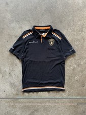 Vintage 2000s Lamborghini Racing Team Automobile Polo T Shirt Blancpain Black L
