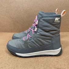 Sorel Youth Whitney ll MicroFleece Lining Waterproof Winter Boots Gray Pink SZ 4