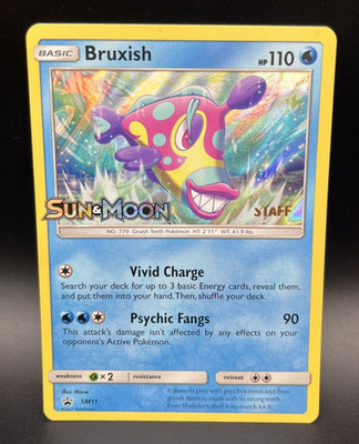 Pokémon TCG Bruxish Sun Moon SM11 Holo Sonne & Mond Stamped Staff Promo NM